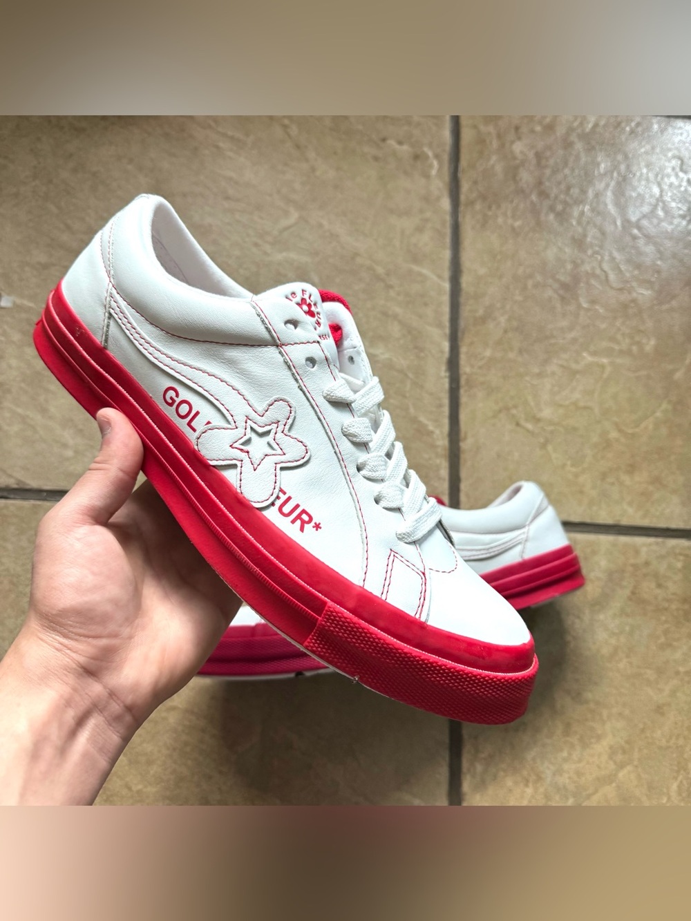 Golf Le Fleur White & Red Low-Top Sneakers
